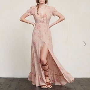 Reformation Elena Floral Boho Dress Peach Feminine